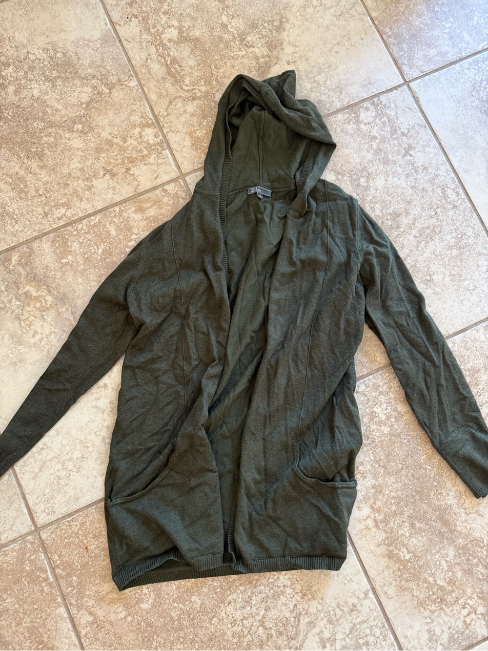 89th & Madison Olive Green Knit Hooded Cardigan
